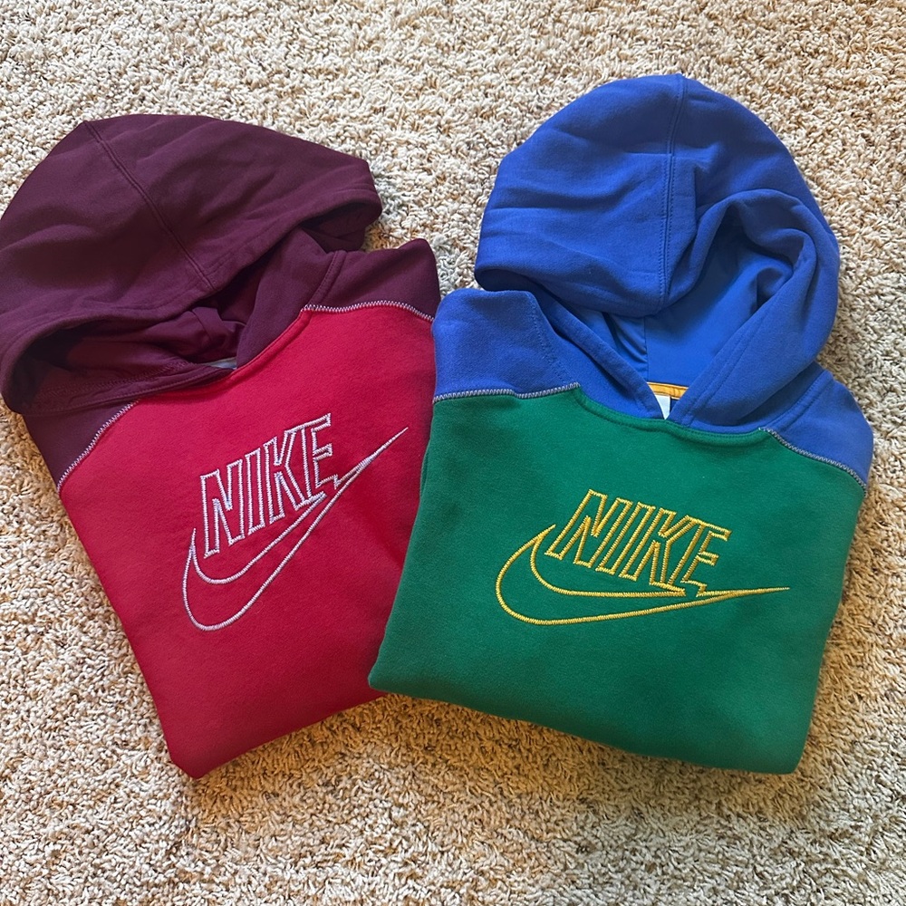 Nike Kids' Burgundy and Blue Hoodies